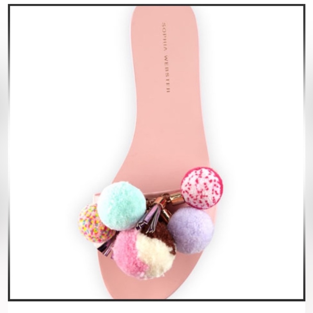 Sophia Webster Pink Pom Pom Sandals